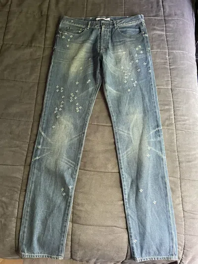 Pre-owned Givenchy Cuban Cut Snowflake Distressed Jeans In Blue