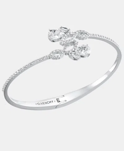 Givenchy Cubic Zirconia Bypass Bangle Bracelet In Silver