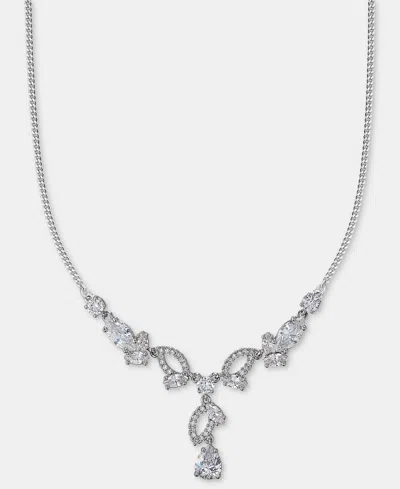 Givenchy Cubic Zirconia Lariat Necklace, 16" + 3" Extender In Silver