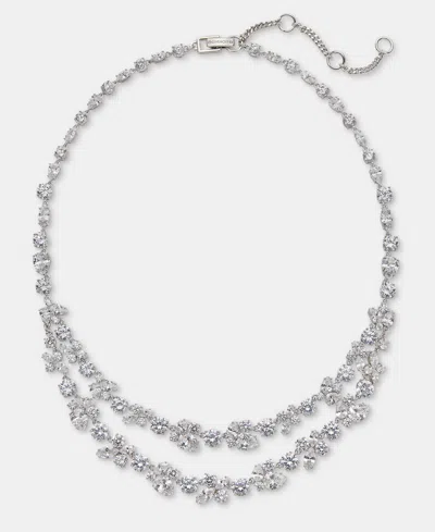 Givenchy Cubic Zirconia Layered Statement Necklace, 16" + 3" Extender In Silver
