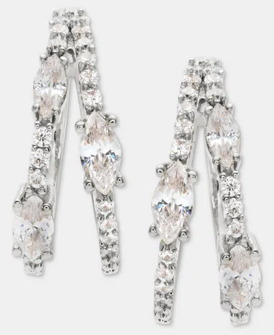 Givenchy Cubic Zirconia Split Hoop Earrings In Silver