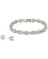 Givenchy Cubic Zirconia Tennis Bracelet & Stud Earrings Set In Gray
