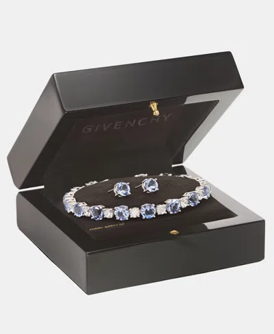 Givenchy Cubic Zirconia Tennis Bracelet & Stud Earrings Set In Blue,silver