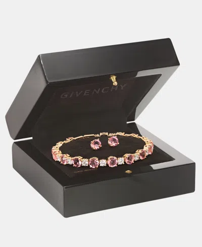 Givenchy Cubic Zirconia Tennis Bracelet & Stud Earrings Set In Pink