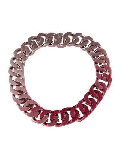 Pre-owned Givenchy Curb Chain Collar Necklace, 19" In Pink