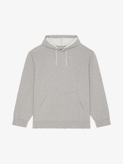 Givenchy Cut & Sewn Hoodie In Fleece In Heather Grey