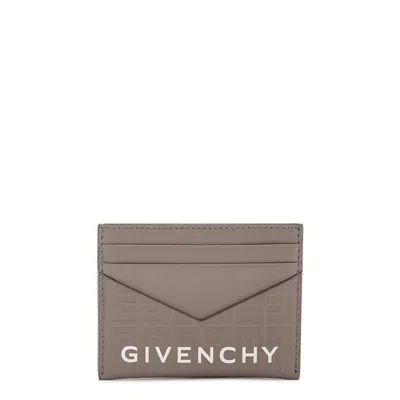 Givenchy Cut Out Logo Leather Card Holder In Green