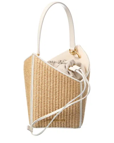 Givenchy Cut Out Mini Straw & Leather Bucket Bag