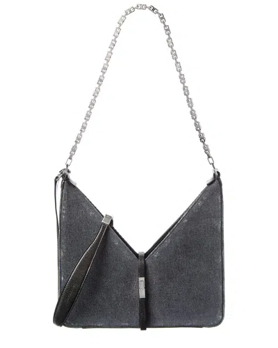 Givenchy Cut Out Small Denim & Leather Shoulder Bag In Black