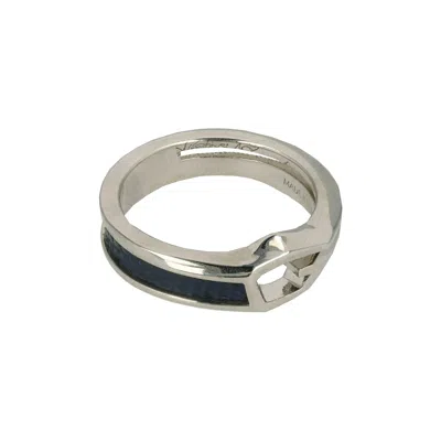 Pre-owned Givenchy Cut Ring 'blue/silver' | Men's Size 60