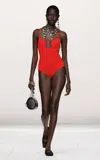 Givenchy Cutaway Knit Bodysuit In Red