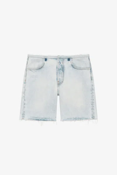 Givenchy Cutout Belt Low-rise Denim Shorts In Blue