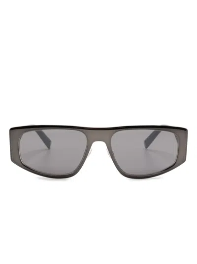 Givenchy Cutout-logo Rectangle-frame Sunglasses In Gray