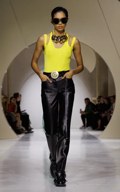 Givenchy Cutout Silk Tank Top In Yellow