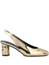 Givenchy Tape Slingbacks In Mirror Effect Leather In Gold