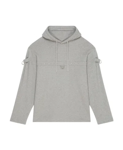 Givenchy D-ring Drawstring Hoodie In Light Grey Melange
