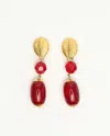 Givenchy Dangling Gold Red Rhinestone Earrings