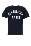 Givenchy Relaxed Fit Black Cotton T-shirt With Bold Logo Print In Blue