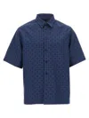 Givenchy Mens Monogram-print Relaxed-fit Cotton-blend Shirt Grey Blue