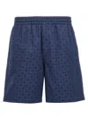 Givenchy Monogram 72 Jacquard Denim Bermuda Shorts In Multicolor