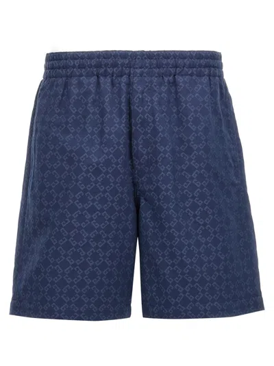GIVENCHY DARK BLUE SIGNATURE PRINT SHORTS