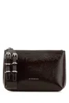 Givenchy Leather Clutch With Adjustable Strap And Textured Finish In Brown