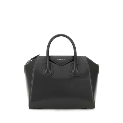 Givenchy Dark Grey Leather Small Antigona Handbag In Gray