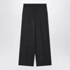 Givenchy Dark Grey Wool Wide Trousers In Black