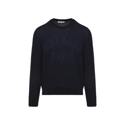 Givenchy Men Dark Navy Round Neck Logo Sweater In Blue