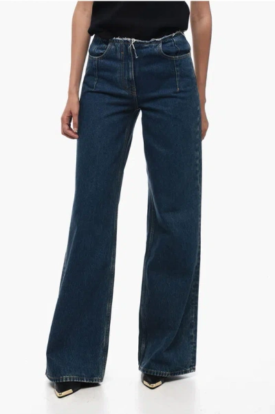 Givenchy Dark Wash Palazzo Denims With Raw-cut Detail 30cm In Blue