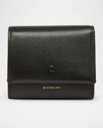 Givenchy Day Trifold Snap Wallet In Shiny Leather In Black