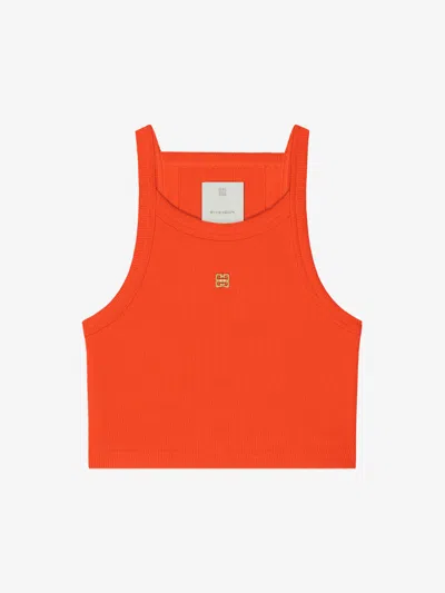 GIVENCHY CROPPED TANK TOP IN COTTON WITH 4G LIQUID DETAIL