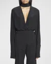 Givenchy Deep-v Tunic Top With Scarf Collar In Black