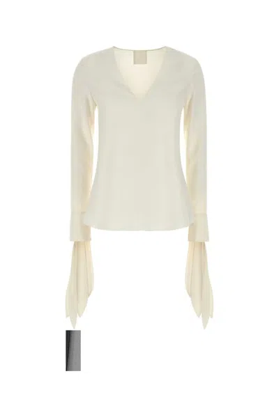 GIVENCHY GIVENCHY DEEP V-NECK BOW CUFFS BLOUSE