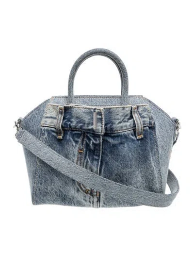 Pre-owned Givenchy Denim Antigona Lock Mini In Blue