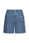 Givenchy Denim Bermuda Shorts With Pockets And Loops In Blue