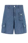 Givenchy Denim Bermuda Shorts With Pockets And Loops In Light Blue