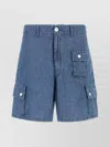 Givenchy Denim Bermuda Shorts With Pockets And Loops In Blue
