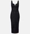 Givenchy Womens Dark Blue Contrast-stitch Panelled Denim Midi Dress