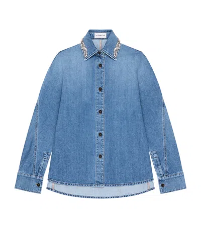 Givenchy Denim Crystal Embellished Shirt In Blue