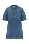 Givenchy Short-sleeve Blue Denim Dress With Button-up Front In Blue