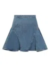 Givenchy Denim Flared Short A-line Skirt In Blue
