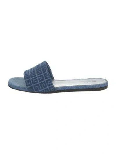 Pre-owned Givenchy Denim Graphic Print Slides In Blue