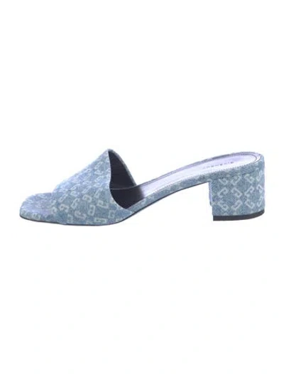Pre-owned Givenchy Denim Graphic Print Slides In Blue