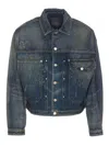 Givenchy 4g Plaque Distressed Denim Jacket In Azul