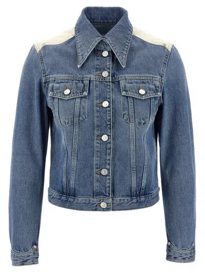 Givenchy Denim Jacket With Chest Pockets And Contrast Shoulder Panel In Blue
