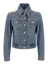 Givenchy Denim Jacket With Chest Pockets And Contrast Shoulder Panel In Blue