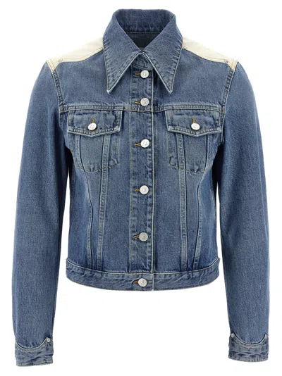 Givenchy Denim Jacket With Chest Pockets And Contrast Shoulder Panel In Blue