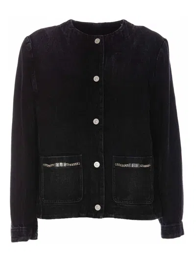 Givenchy Jacket In Denim With Chains Detail In Black