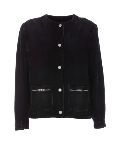 Givenchy Jacket In Denim With Chains Detail In Black